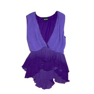 vintage y2k cavalli purple silk ruffle top ♡